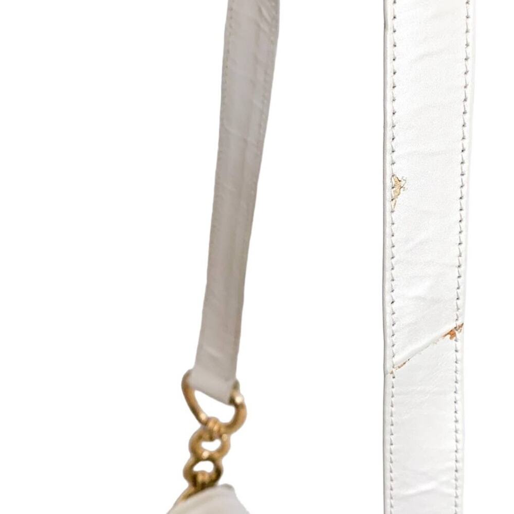 Stuart Weitzman Boxy Pearl Flat and Chain Crossbody Bag Purse White Gold Small - Picture 13 of 14